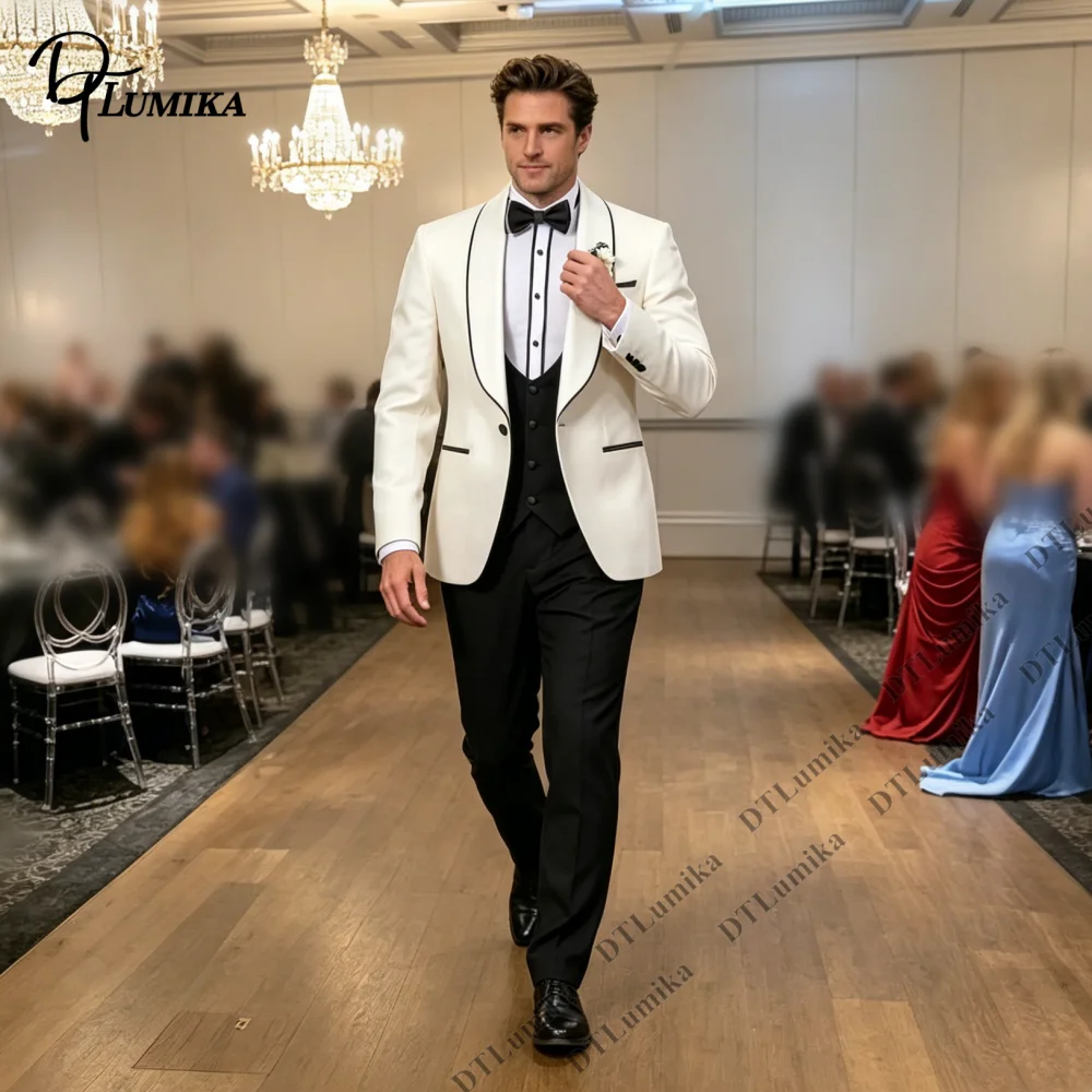 DTLumika Cream Shawl Lapel Men 3 Piece Tuxedo Custom Slim Fit Wedding Groom Suit Blazer Vest Pants Set Customized Formal Suit
DTLumika Cream Shawl Lapel Men 3 Piece Tuxedo Custom Slim Fit Wedding Groom Suit Blazer Vest Pants Set Customized Formal Suit