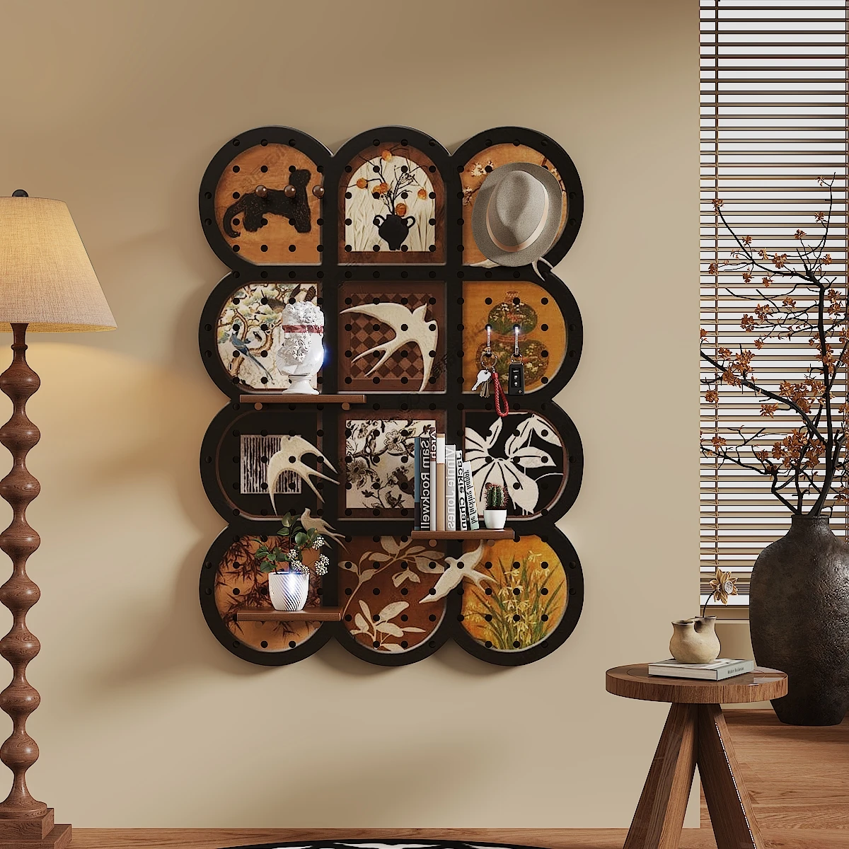 Hole plate shelf modeling wall custom living room bedroom wall decoration retro storage rack
Hole plate shelf modeling wall custom living room bedroom wall decoration retro storage rack