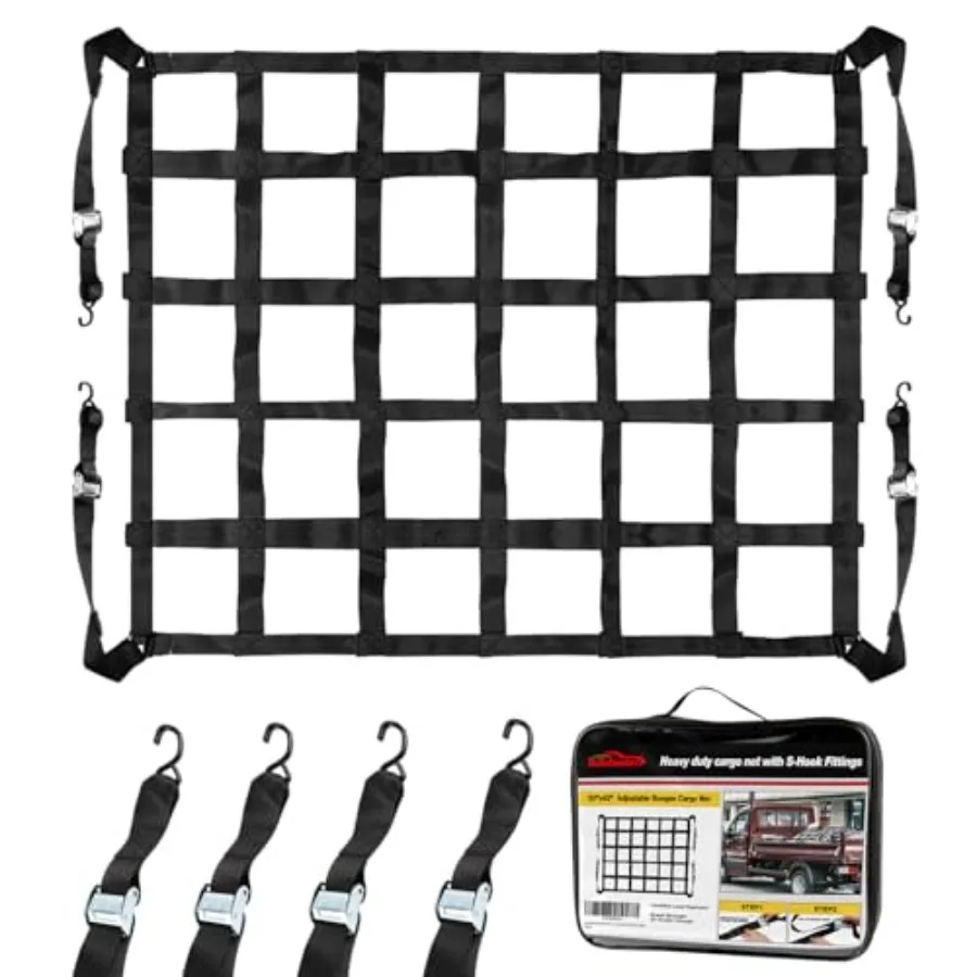 Adjustable 42x50 Heavy Duty Cargo Net for Pickup Truck Bed with S-Hook Fittings 2 Wide Truck Bed Cargo Netting for SUV Car Trai
Adjustable 42x50 Heavy Duty Cargo Net for Pickup Truck Bed with S-Hook Fittings 2 Wide Truck Bed Cargo Netting for SUV Car Trai