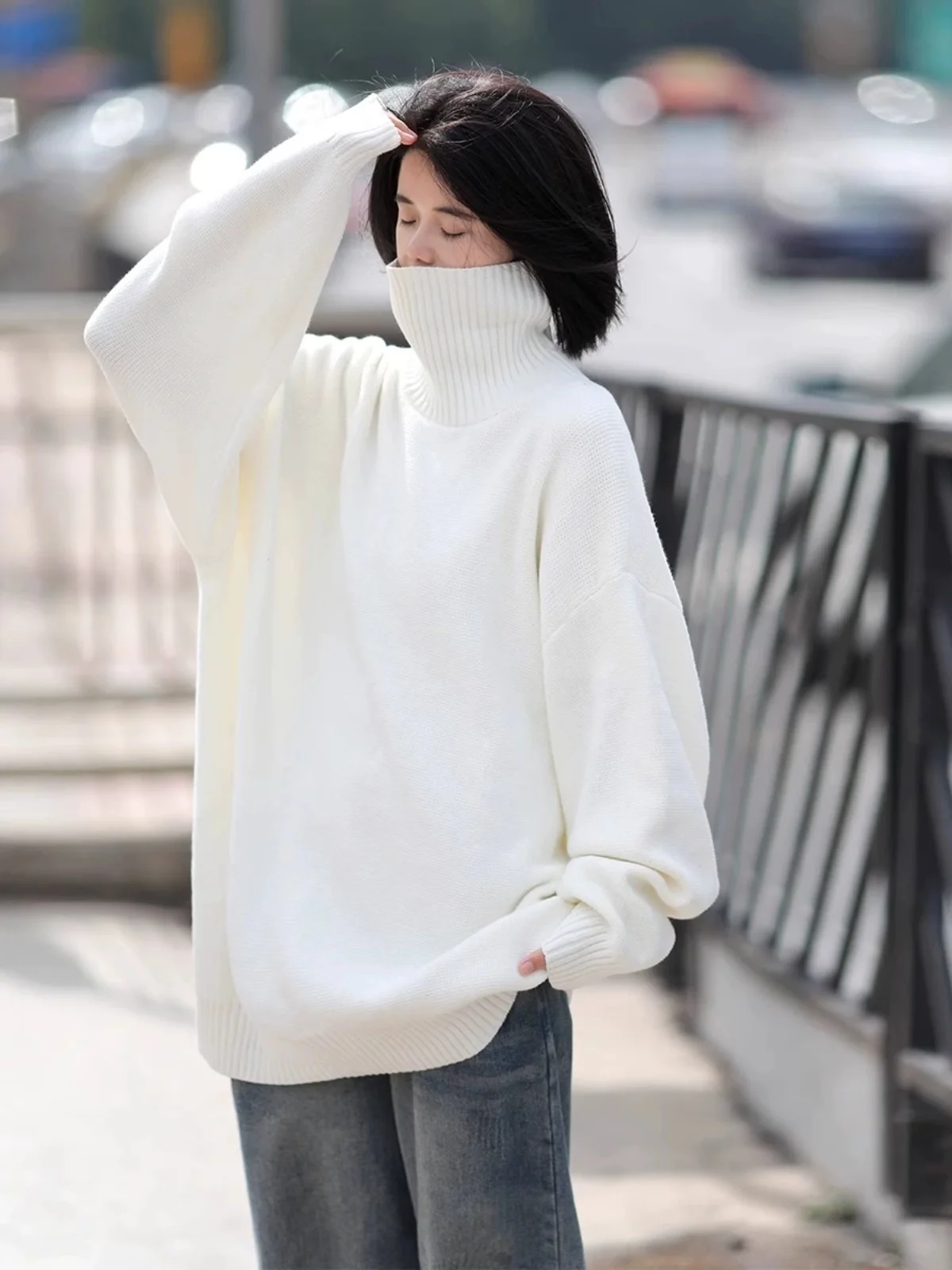 Ladies High Collar Lazy Sle Knitted Sweater Loose Fit Winter Faionable Boting irt Japanese Retro Loose Top Trendy
Ladies High Collar Lazy Sle Knitted Sweater Loose Fit Winter Faionable Boting irt Japanese Retro Loose Top Trendy
