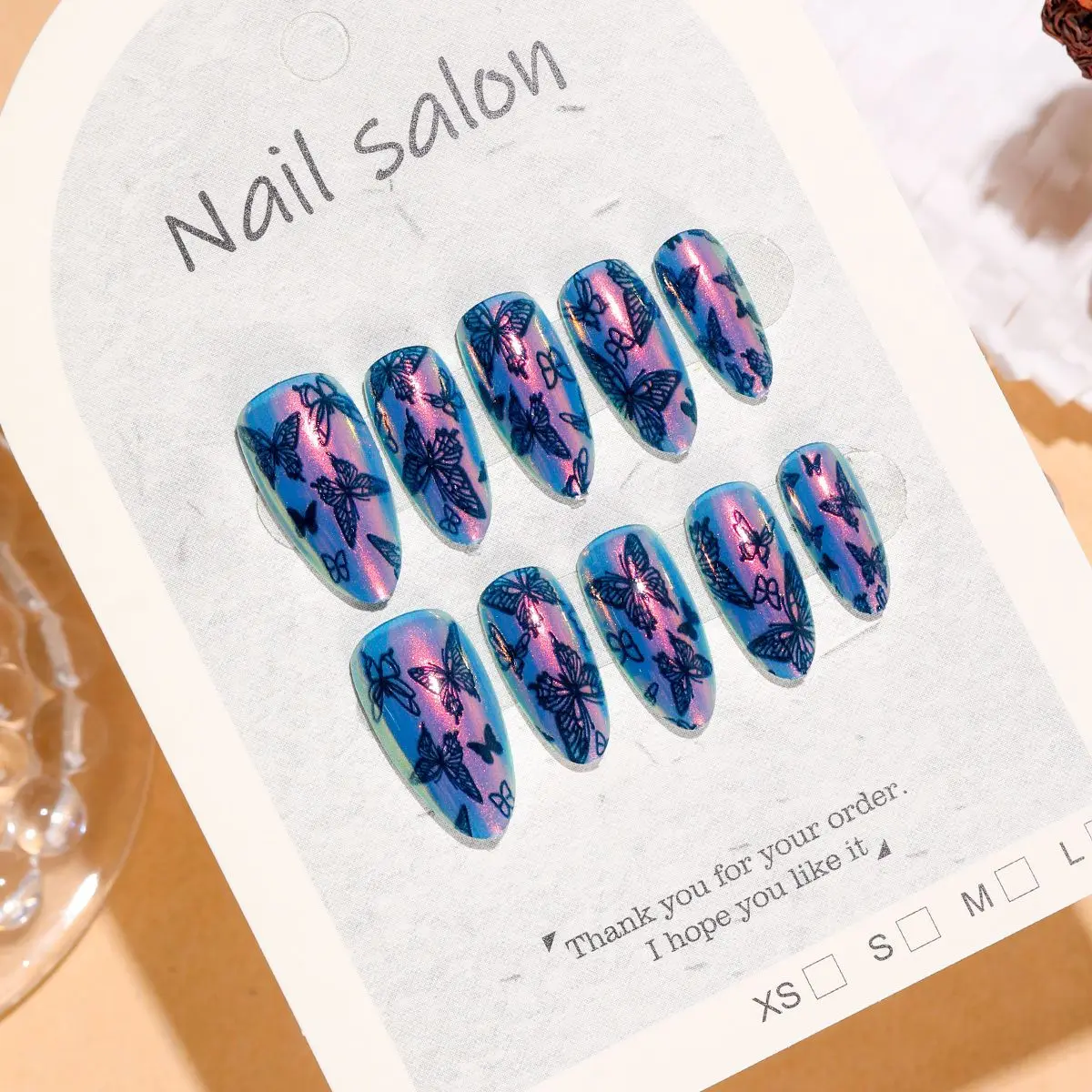 10pcs Blue Butterfly Decorated Fake Nails Tips Supplies French Press On Nails Almond Reusable Adhesive Full Coverage Nail Art
10pcs Blue Butterfly Decorated Fake Nails Tips Supplies French Press On Nails Almond Reusable Adhesive Full Coverage Nail Art