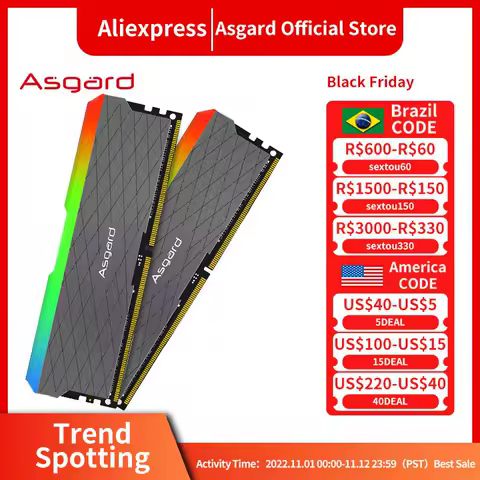 새로운 Asgard W2 시리즈 RGB RAM ddr4 8GBx2 16GBx2 3200MHz PC4-25600 1.35V 듀얼 채널 놀라운 데스크탑 메모리 ram