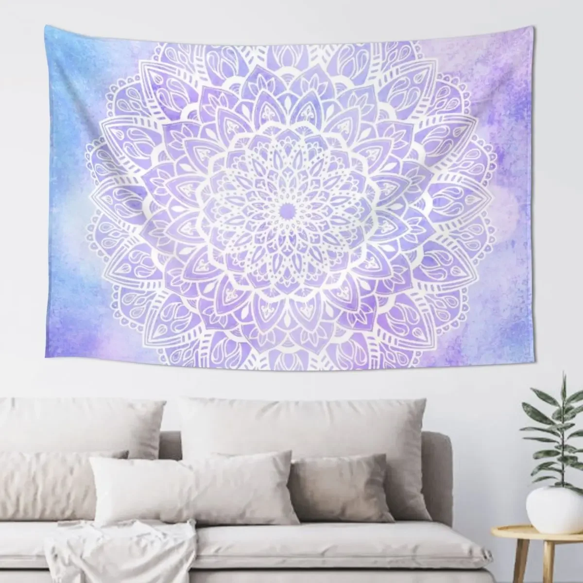 White Mandala on Pastel Purple and Blue Textured Background Tapestry Mushroom Wallpaper Bedroom Tapestry
White Mandala on Pastel Purple and Blue Textured Background Tapestry Mushroom Wallpaper Bedroom Tapestry