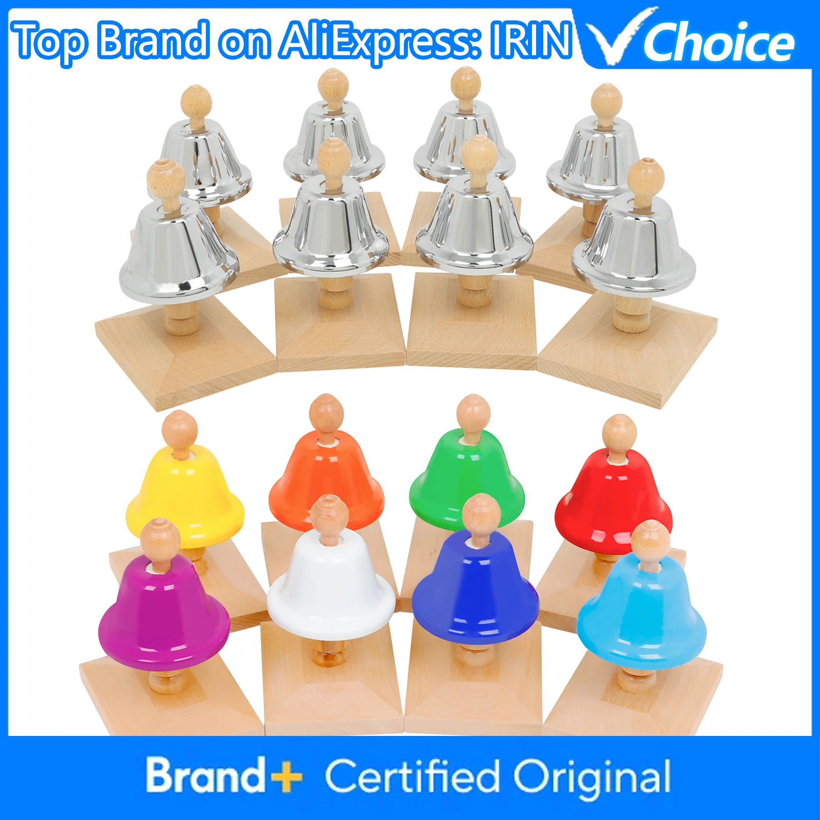 IRIN 8-Note Hand Bell Wood Handle Wind Desk Musical Bells Set with 2 Mallets Children Music Toy Early Education Orff Instrument
IRIN 8-Note Hand Bell Wood Handle Wind Desk Musical Bells Set with 2 Mallets Children Music Toy Early Education Orff Instrument