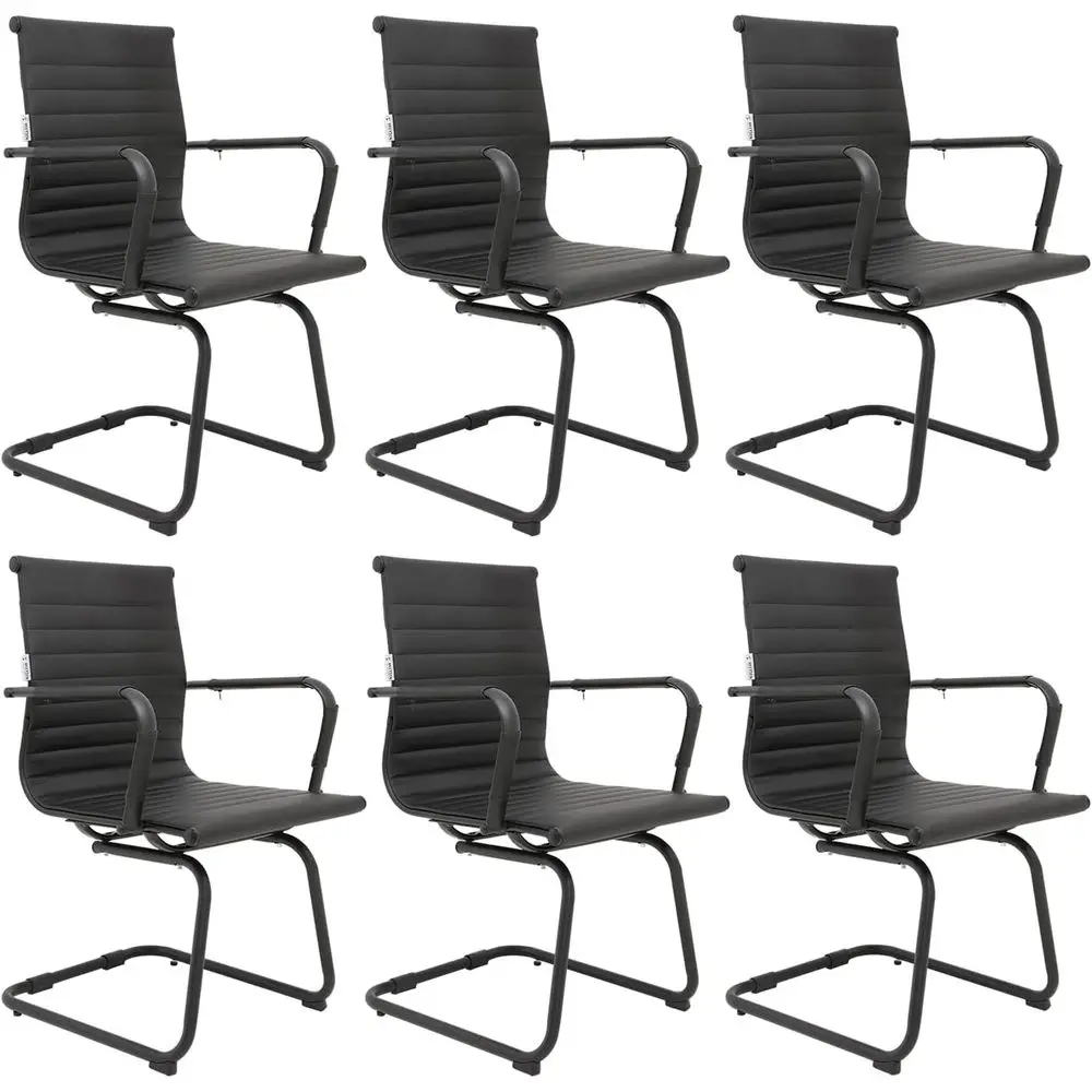 Set of 6 Leather Office Chairs for Conference or Waiting Rooms with Backrest and Sled Base, No Wheels
Set of 6 Leather Office Chairs for Conference or Waiting Rooms with Backrest and Sled Base, No Wheels