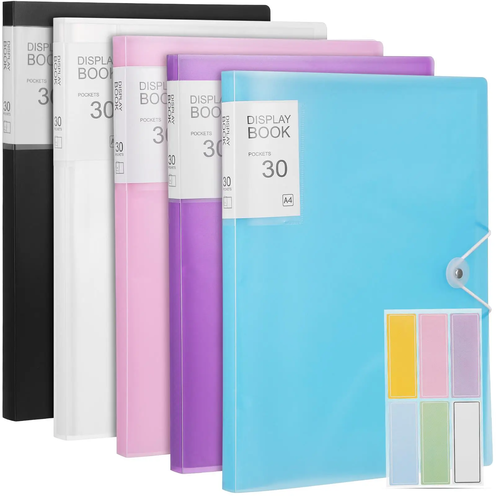 5 Pcs Large Capacity Display Folder A4 30 Pages Portfolio Book Important Document Organizer Binder With Elastic Band
5 Pcs Large Capacity Display Folder A4 30 Pages Portfolio Book Important Document Organizer Binder With Elastic Band