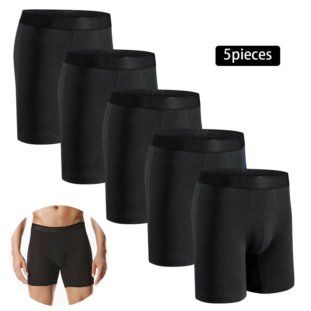 5pcs Mid-Long Boxer Shorts Black Polyester Men Underwear Comfortable and Breathable Slim Fit Sports Boxer Shorts Home Panties
5pcs Mid-Long Boxer Shorts Black Polyester Men Underwear Comfortable and Breathable Slim Fit Sports Boxer Shorts Home Panties
