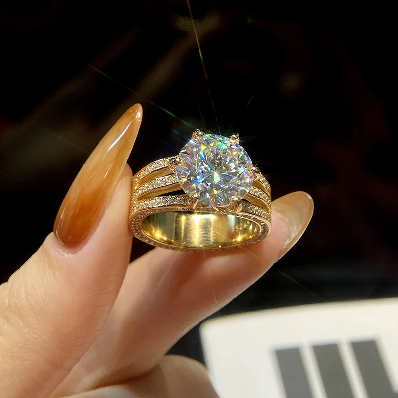 KNB 5CT Sparkling Certified Moissanite Diamond Wedding Rings For Women Real 925 Sterling Silver Champagne Color Luxury Jewelry
KNB 5CT Sparkling Certified Moissanite Diamond Wedding Rings For Women Real 925 Sterling Silver Champagne Color Luxury Jewelry