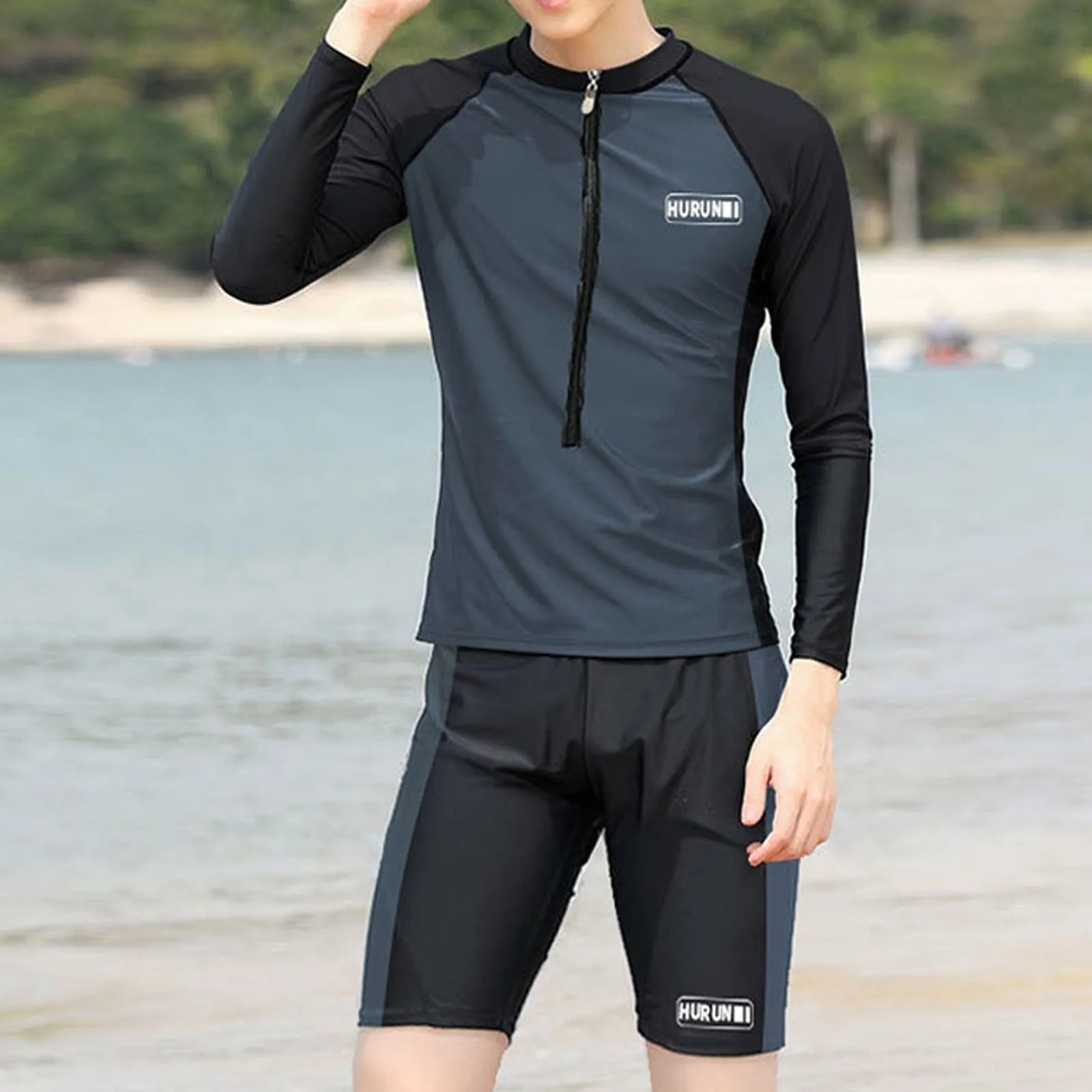 Men Sets Casual Long Sleeved Zipper Diving Top Bathing Suit Swimsuit O Neck Sunscreen Fast Dry Surfing Shorts Suit 4
Men Sets Casual Long Sleeved Zipper Diving Top Bathing Suit Swimsuit O Neck Sunscreen Fast Dry Surfing Shorts Suit 4