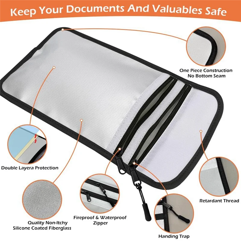 Waterproof Fireproof Document Bag, 2 Pack 15X11 Inch And 8X5 Inch Fire Proof Bag For Documents, Fire Proof Money Bag
Waterproof Fireproof Document Bag, 2 Pack 15X11 Inch And 8X5 Inch Fire Proof Bag For Documents, Fire Proof Money Bag