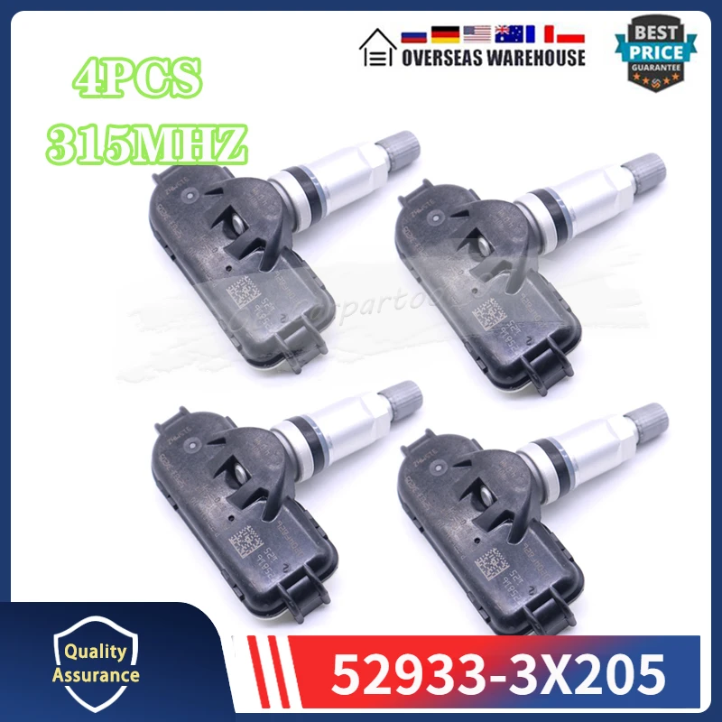 4Pcs Car Tire Pressure Monitoring Sensor Fits For Hyundai Elantra 2013-2019 Kia Rio 315MHZ TPMS SENSOR 52933-3X205 52933-A7000
4Pcs Car Tire Pressure Monitoring Sensor Fits For Hyundai Elantra 2013-2019 Kia Rio 315MHZ TPMS SENSOR 52933-3X205 52933-A7000