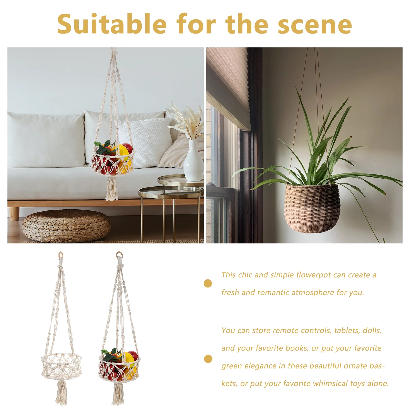1pc Macrame Hanging Flowerpot Handwoven Decorative Plant Holder For Balcony Wall Home Garden Fruit Basket Storage Basket
1pc Macrame Hanging Flowerpot Handwoven Decorative Plant Holder For Balcony Wall Home Garden Fruit Basket Storage Basket