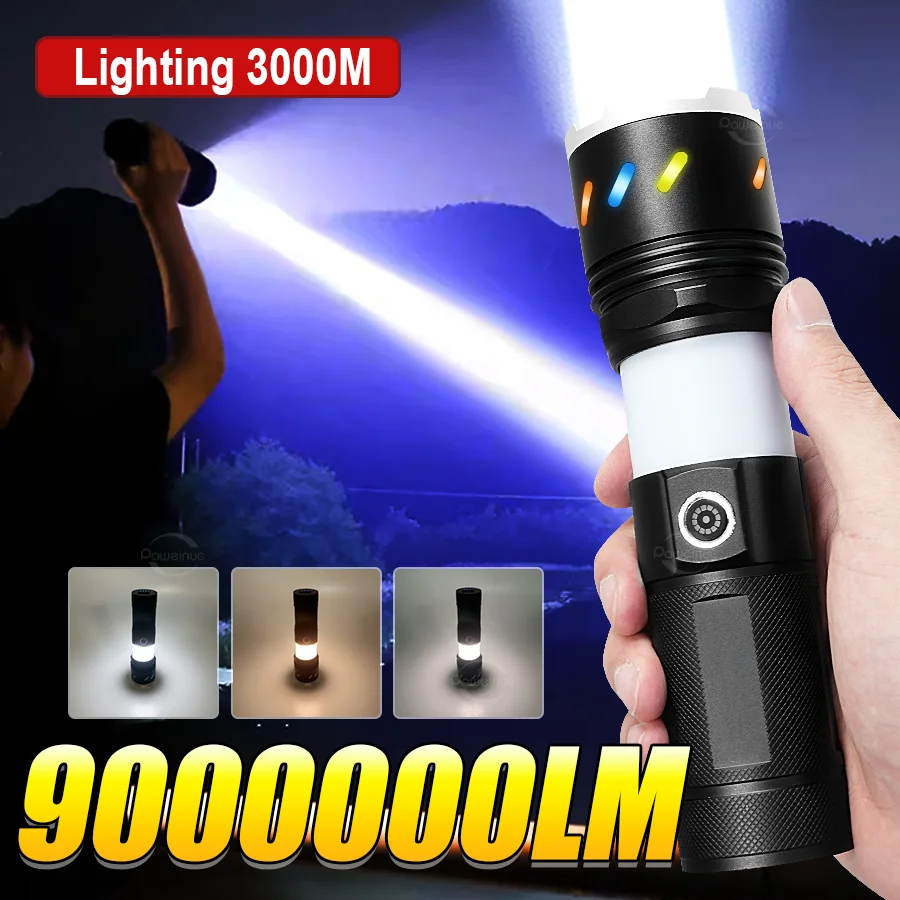 9000000LM 5000mAh High Strong Power LED Flashlights Tactical Torch LED+COB Rechargeable Camping Fishing Emergency Zoom Lantern
9000000LM 5000mAh High Strong Power LED Flashlights Tactical Torch LED+COB Rechargeable Camping Fishing Emergency Zoom Lantern