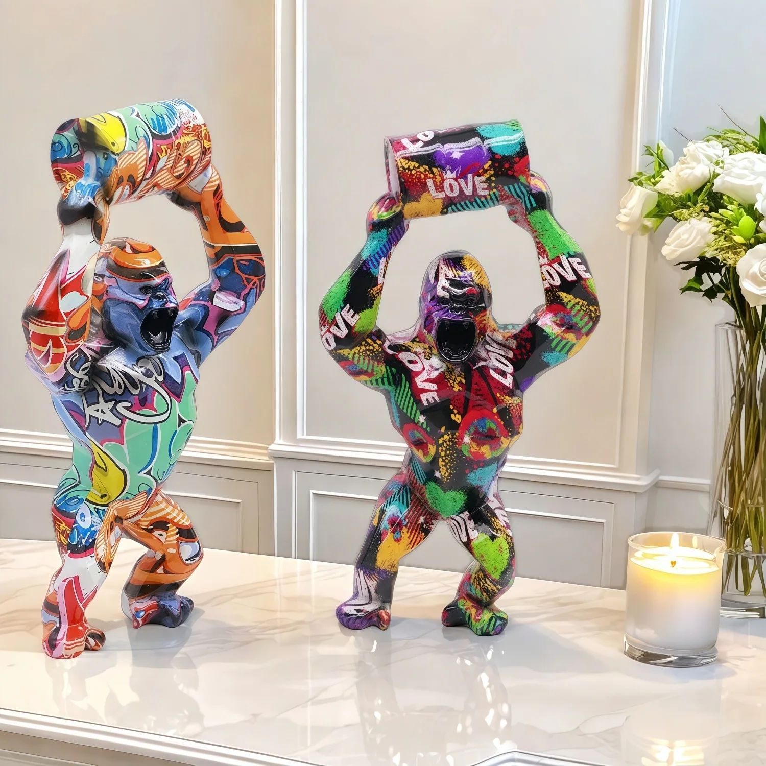 Graffiti Gorilla Resin Decorative Statue for Home Living Room TV Stand Exhibition Hall Desktop Decoration Sculpture Gift
Graffiti Gorilla Resin Decorative Statue for Home Living Room TV Stand Exhibition Hall Desktop Decoration Sculpture Gift