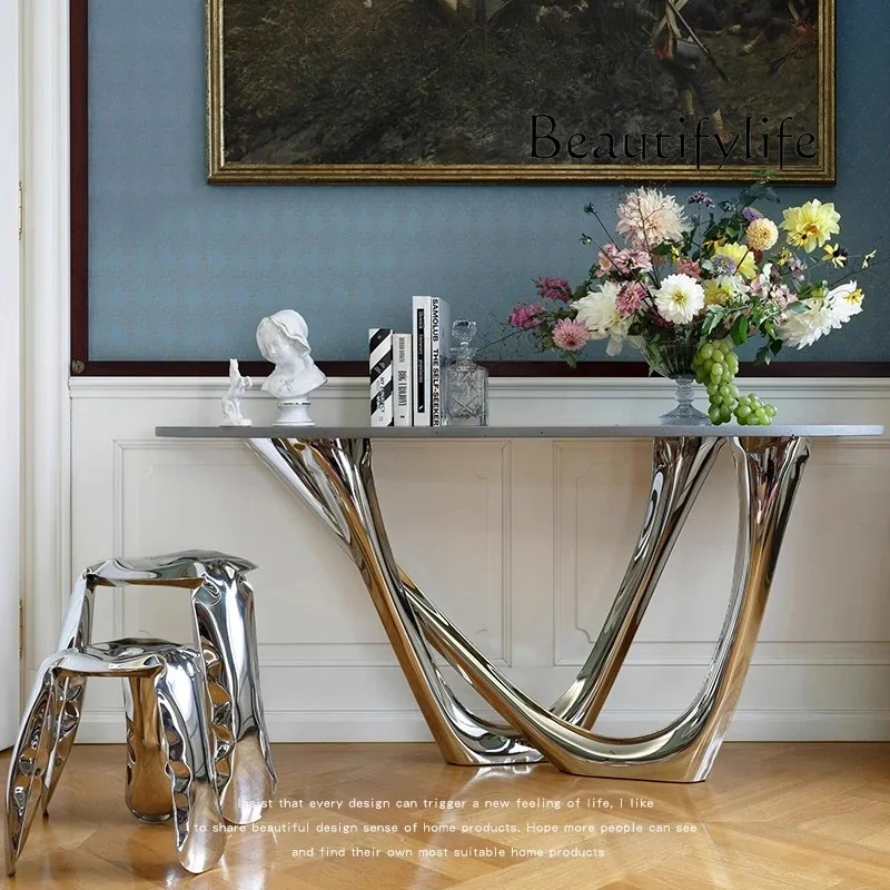 Nordic modern master design art decoration stainless steel fork side table entrance table living room
Nordic modern master design art decoration stainless steel fork side table entrance table living room