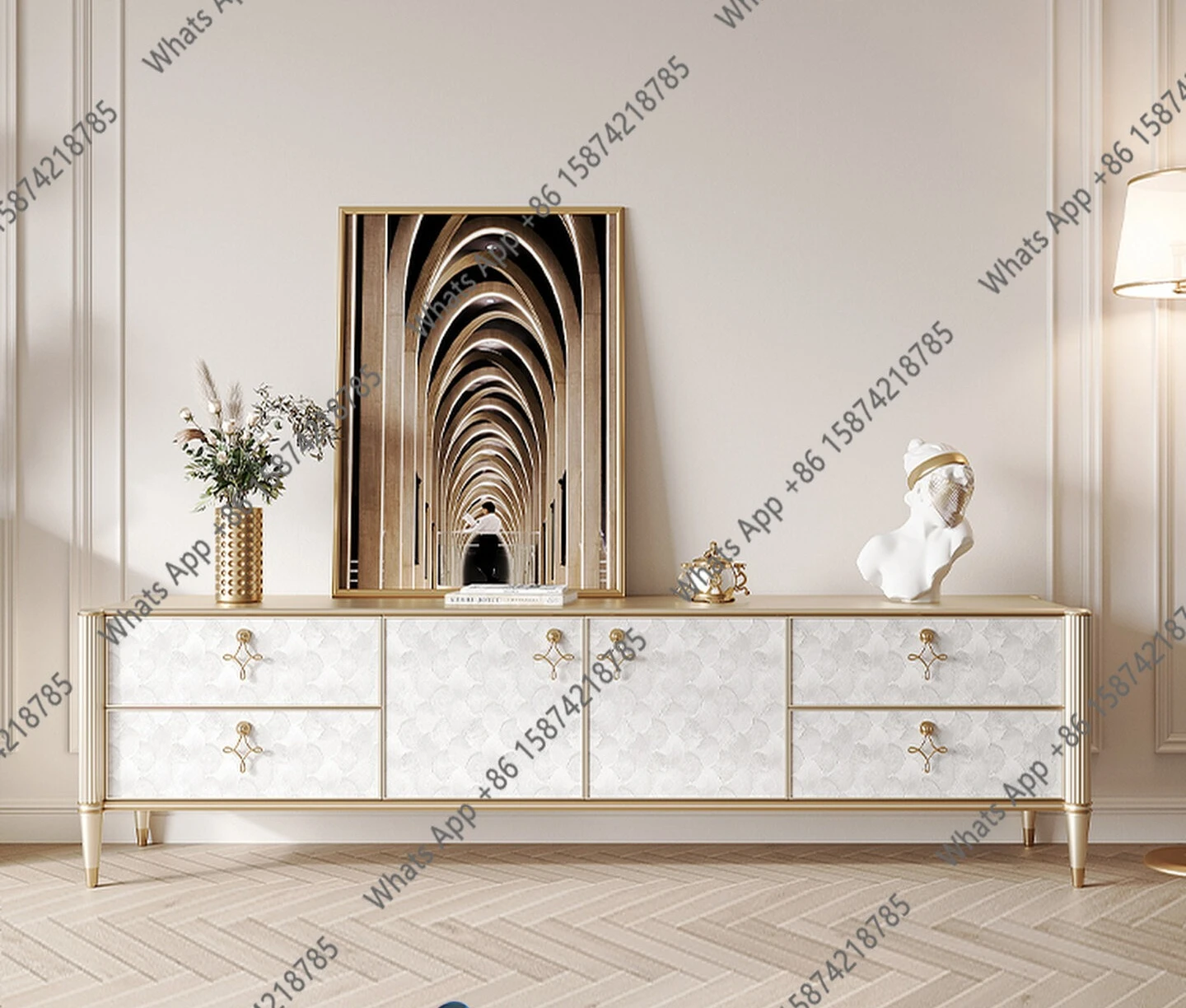 French solid wood TV cabinet floor-to-ceiling living room home fashion light luxury simple designer high sense
French solid wood TV cabinet floor-to-ceiling living room home fashion light luxury simple designer high sense