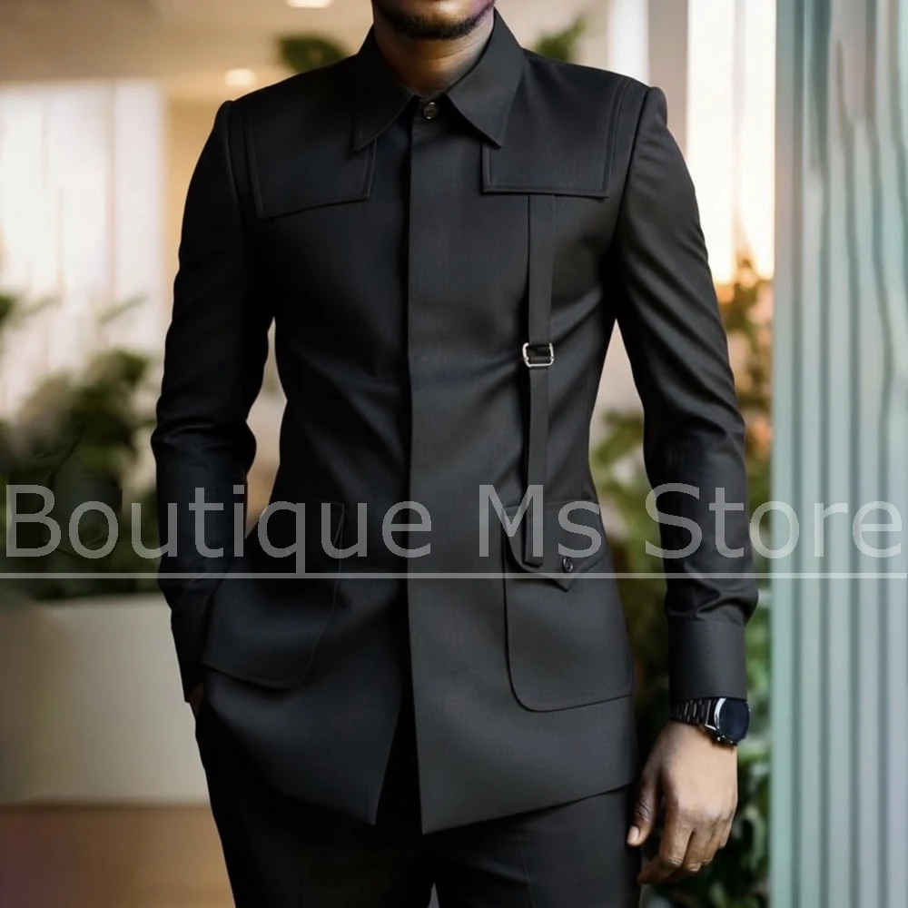 Men's Formal Suit with Unique Buckle Strap Design Outfit 2 Piece Chic Business Casual Wedding Party Tuxedo Blazer and Pants
Men's Formal Suit with Unique Buckle Strap Design Outfit 2 Piece Chic Business Casual Wedding Party Tuxedo Blazer and Pants