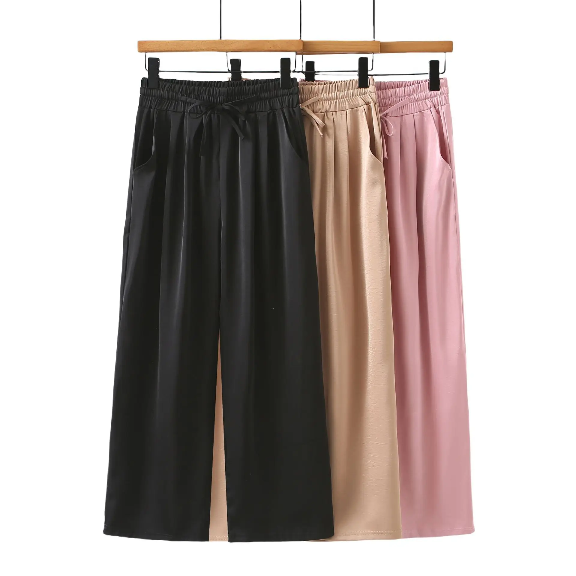 Новые летние женские широкие брюки больших размеров, летние повседневные свободные длинные брюки на шнурке 100 кг F440 
Новые летние женские широкие брюки больших размеров, летние повседневные свободные длинные брюки на шнурке 100 кг F440