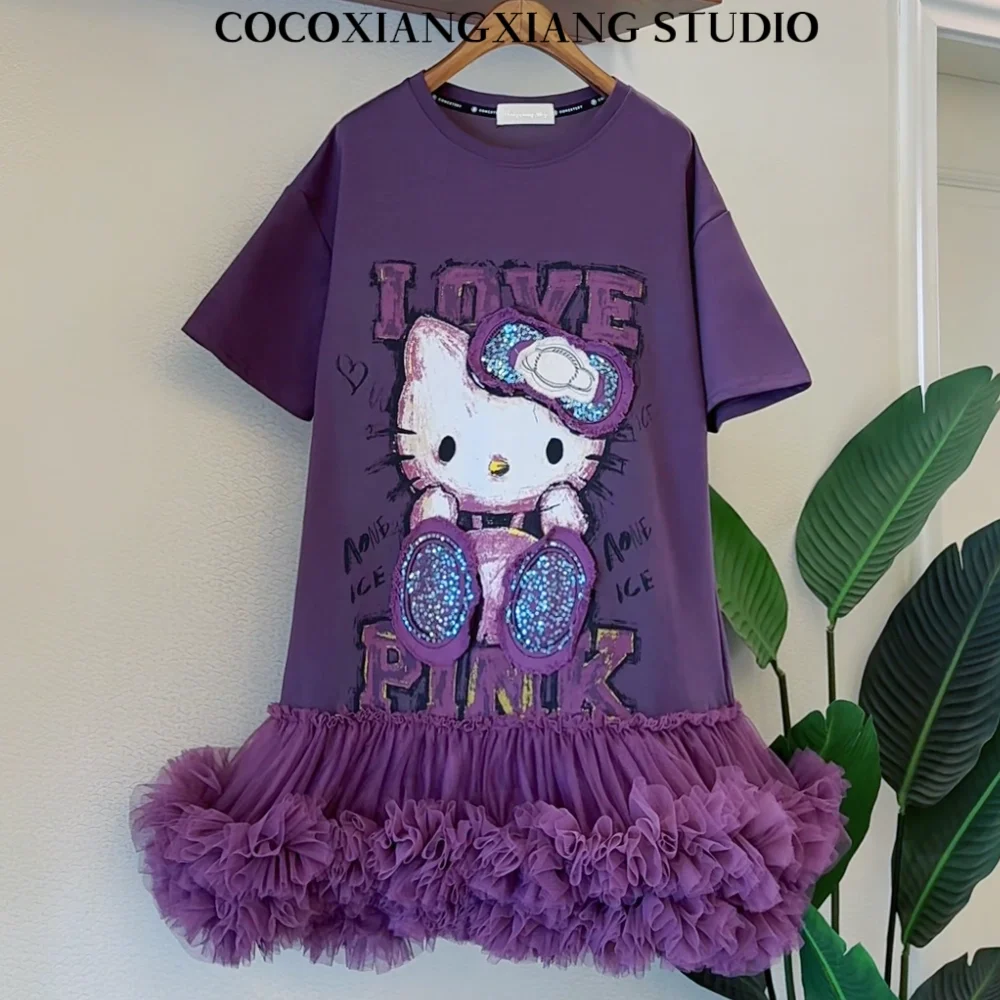 Trendy Brand Sticker Sequined Cartoon Print T-shirt Heavy Industry Mesh Loose Short Sleeve T-shirt Dress for Women
Trendy Brand Sticker Sequined Cartoon Print T-shirt Heavy Industry Mesh Loose Short Sleeve T-shirt Dress for Women