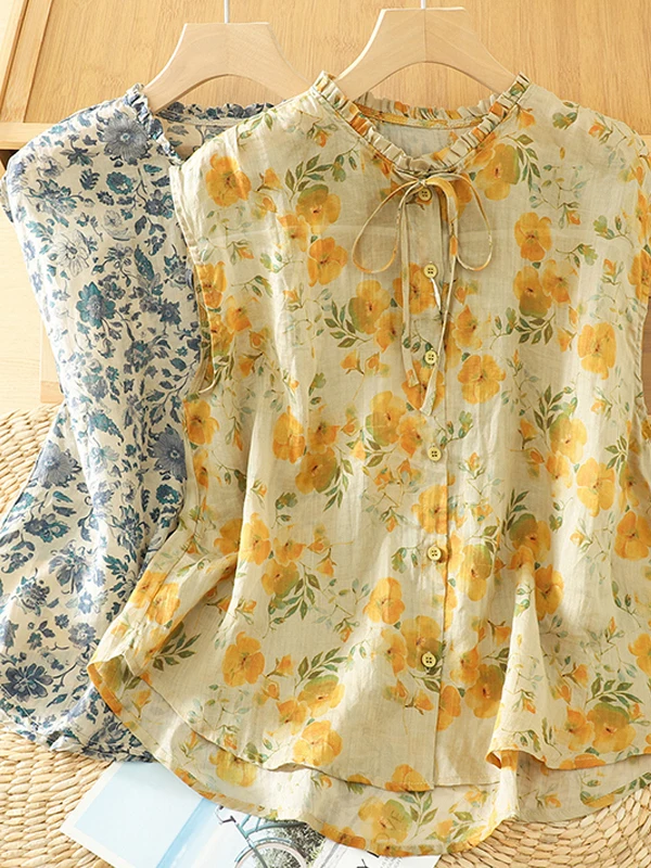 Large Size Printed Shirt Women's Fashionable Loose Fit Button up Slimming Top Artistic Vintage Style Casual Wear Summer
Large Size Printed Shirt Women's Fashionable Loose Fit Button up Slimming Top Artistic Vintage Style Casual Wear Summer