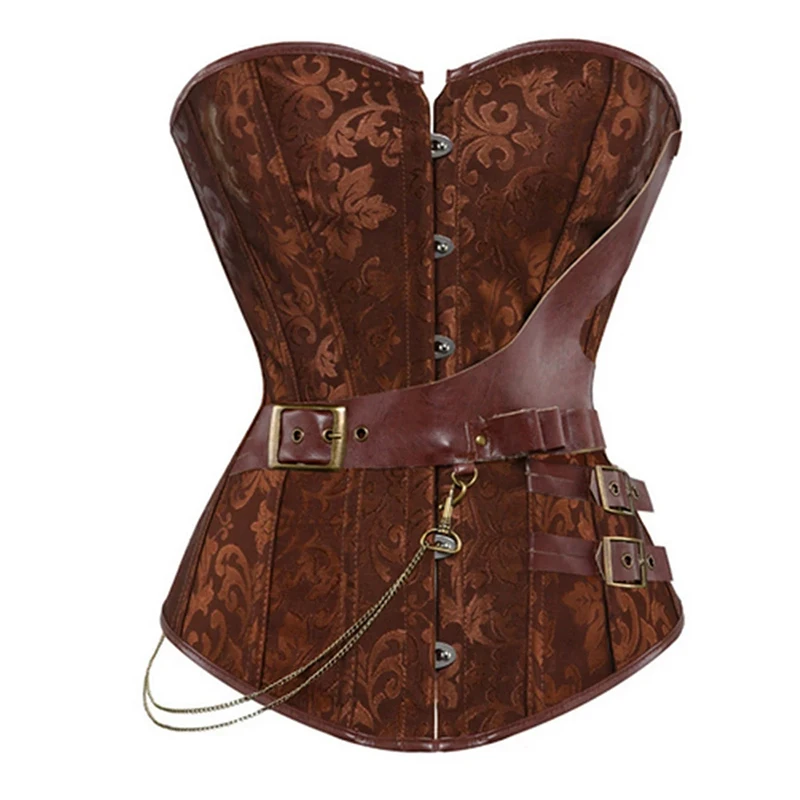 Women Vintage Gothic French Shapewear Laceup Steel Boned Body Shaper Brown Tied Waist Victorian Bustier PU Tops with Belt
Women Vintage Gothic French Shapewear Laceup Steel Boned Body Shaper Brown Tied Waist Victorian Bustier PU Tops with Belt