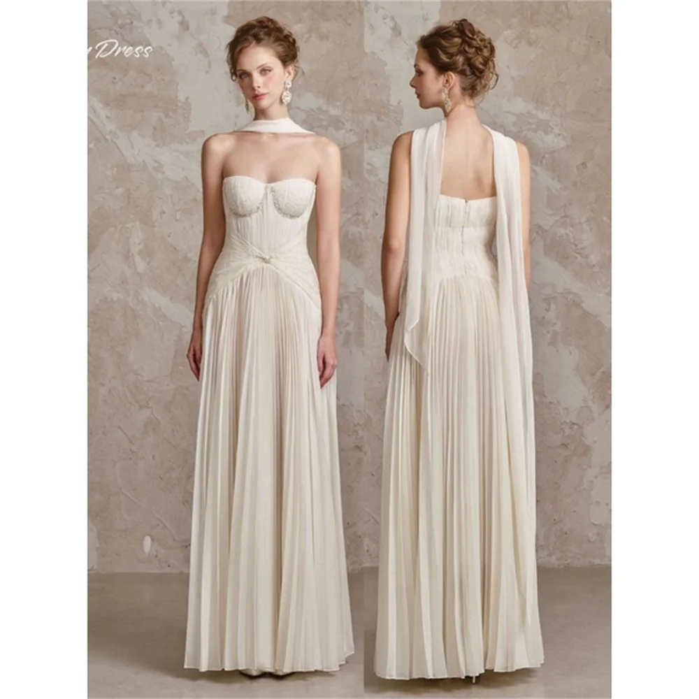 Lucy Chiffon Sweetheart ivory A-Line Evening Dress 2026 Prom Dress Beautiful Designer Beading Customized Robes de Soirée
Lucy Chiffon Sweetheart ivory A-Line Evening Dress 2026 Prom Dress Beautiful Designer Beading Customized Robes de Soirée