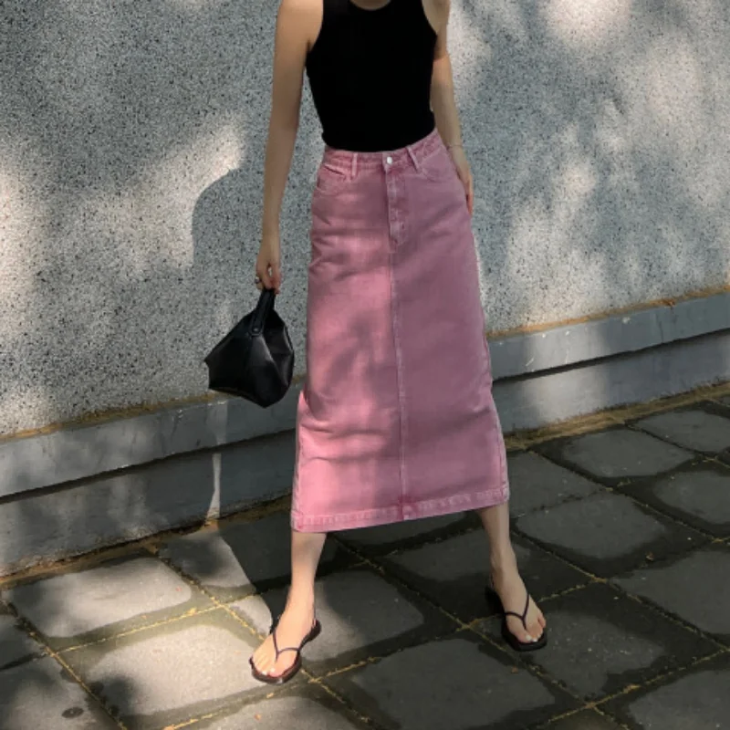2023 Spring/Summer New European and American Pink Denim Half Length Skirts for Women
2023 Spring/Summer New European and American Pink Denim Half Length Skirts for Women