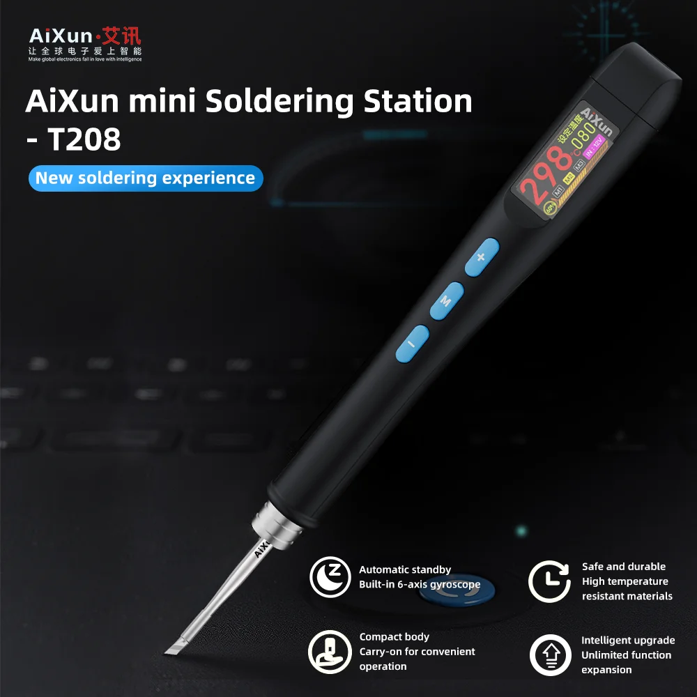 AiXun mini Soldering Station-T208 Automatic sleep portable intelligent LED screen display temperature control electric
AiXun mini Soldering Station-T208 Automatic sleep portable intelligent LED screen display temperature control electric