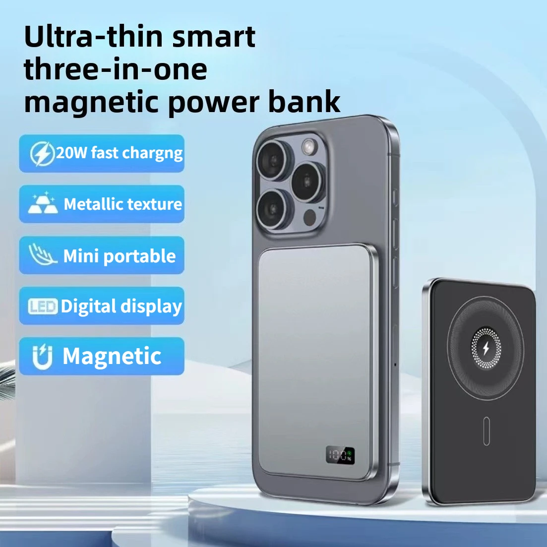 5000mAh 10000mAh Ultra Thin Power Bank For iPhone Samsung Airpods Magnetic Wireless Fast Charging LED Display Portable Battery
5000mAh 10000mAh Ultra Thin Power Bank For iPhone Samsung Airpods Magnetic Wireless Fast Charging LED Display Portable Battery