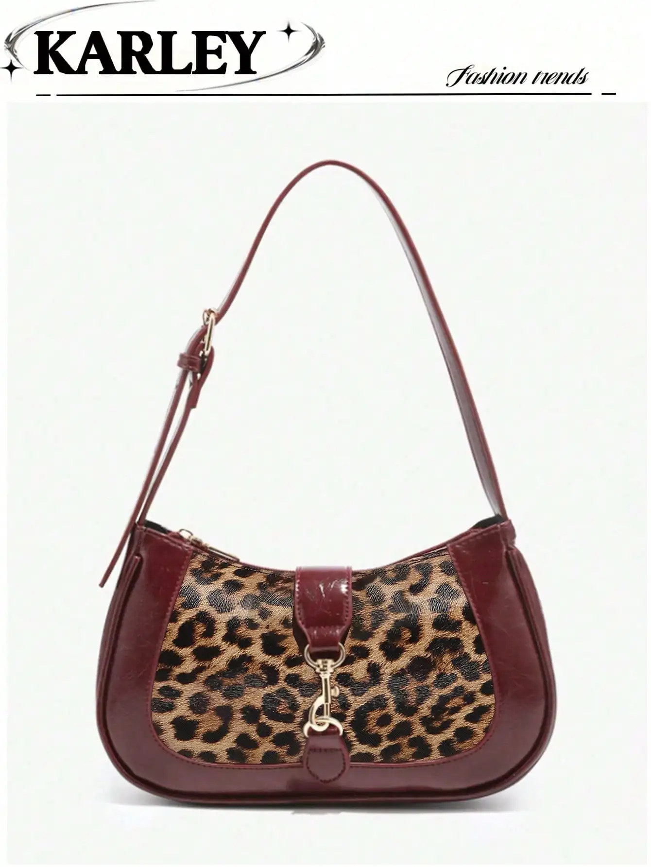Женская сумка-седло с леопардовым принтом и вставками из бордовой лакированной кожи
Женская сумка-седло с леопардовым принтом и вставками из бордовой лакированной кожи