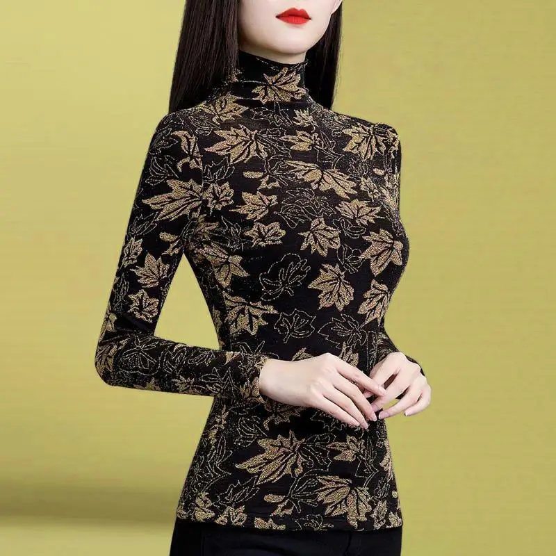 2023 Autumn and Winter Temperament Mesh Pullover with High Neck Printed Long Sleeve Slim Fit and Warm Inner Layer Women's Shirt
2023 Autumn and Winter Temperament Mesh Pullover with High Neck Printed Long Sleeve Slim Fit and Warm Inner Layer Women's Shirt