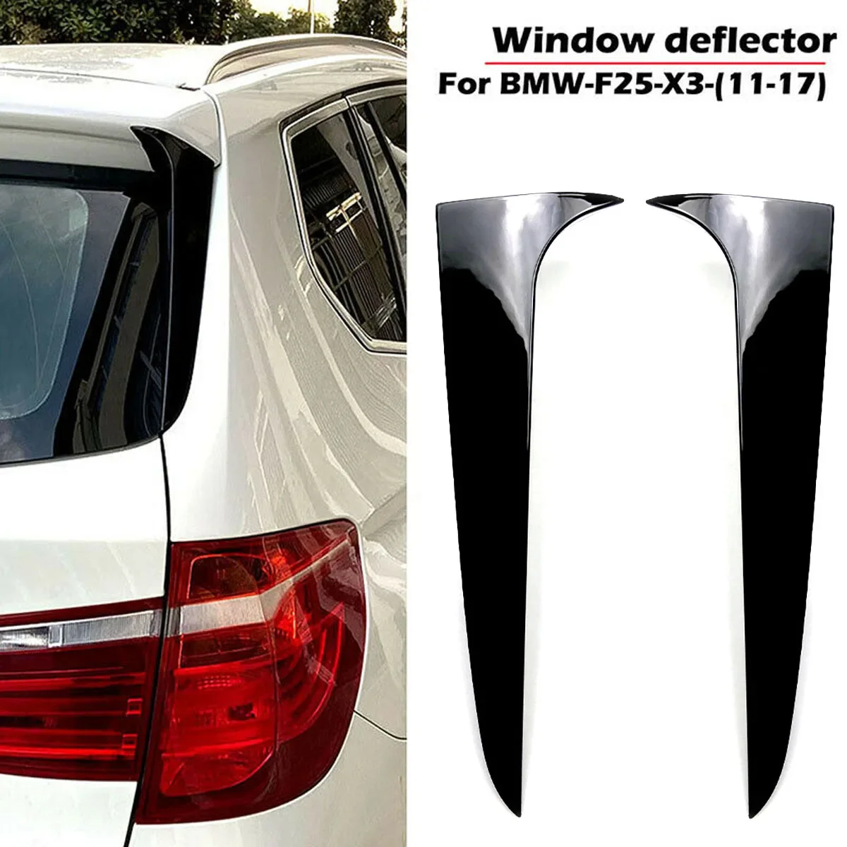 For BMW X3 F25 2011-2017 Rear Window Spoiler Canards Side Deflector Wing Trim Cover Splitter Flap Lip Body Kit Car Accessories
For BMW X3 F25 2011-2017 Rear Window Spoiler Canards Side Deflector Wing Trim Cover Splitter Flap Lip Body Kit Car Accessories
