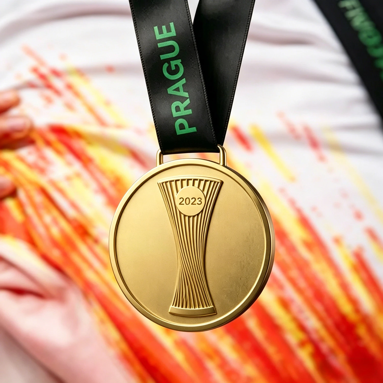 PRAGUE 2023 European Conference League Style Championship Medal with Ribbon Football Souvenirs
PRAGUE 2023 European Conference League Style Championship Medal with Ribbon Football Souvenirs