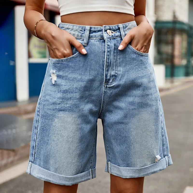 Women's Ripped Hole Five Quarter Denim Shorts Casual Pants Trend with Rolled Edges New Clothing
Women's Ripped Hole Five Quarter Denim Shorts Casual Pants Trend with Rolled Edges New Clothing