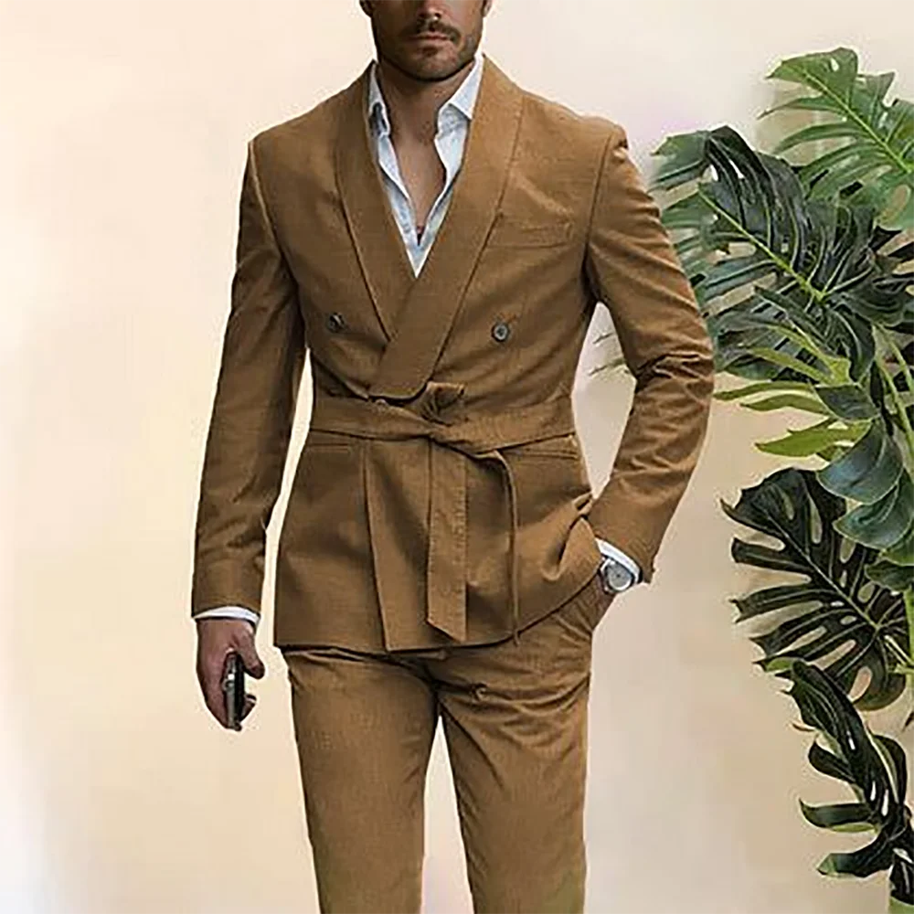 High Quality Slim Men Suit Solid Color Double Breasted Two Pieces Chic Shawl Lapel British Style Business Male Blazer Set
High Quality Slim Men Suit Solid Color Double Breasted Two Pieces Chic Shawl Lapel British Style Business Male Blazer Set