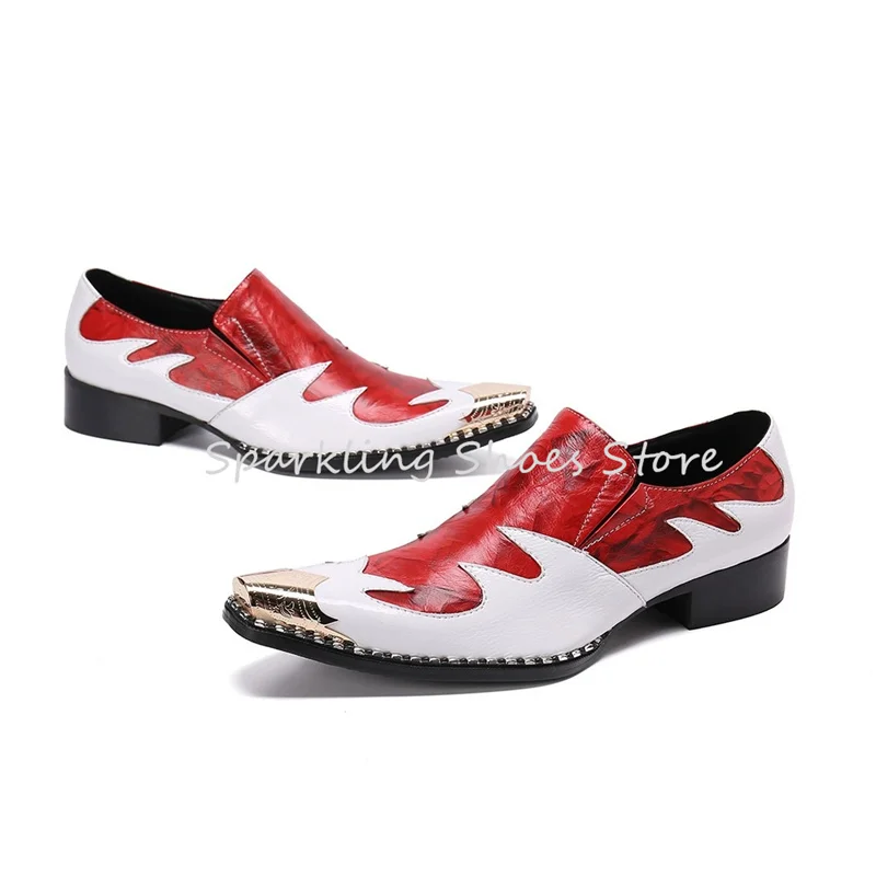 Fashion Mixed Color Leather Patchwork Dress Shoes for Men Metal Pointed Toe Sewing Shallow Loafers Male Outside Leisure Shoes
Fashion Mixed Color Leather Patchwork Dress Shoes for Men Metal Pointed Toe Sewing Shallow Loafers Male Outside Leisure Shoes