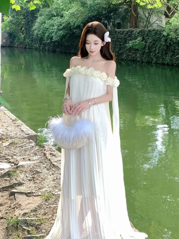 Ele n Sle Одноразовое платье с 3D цветочной вышивкой Пляжное длинное белое платье Утренний халат Церемониальное платье...
Ele n Sle Одноразовое платье с 3D цветочной вышивкой Пляжное длинное белое платье Утренний халат Церемониальное платье...