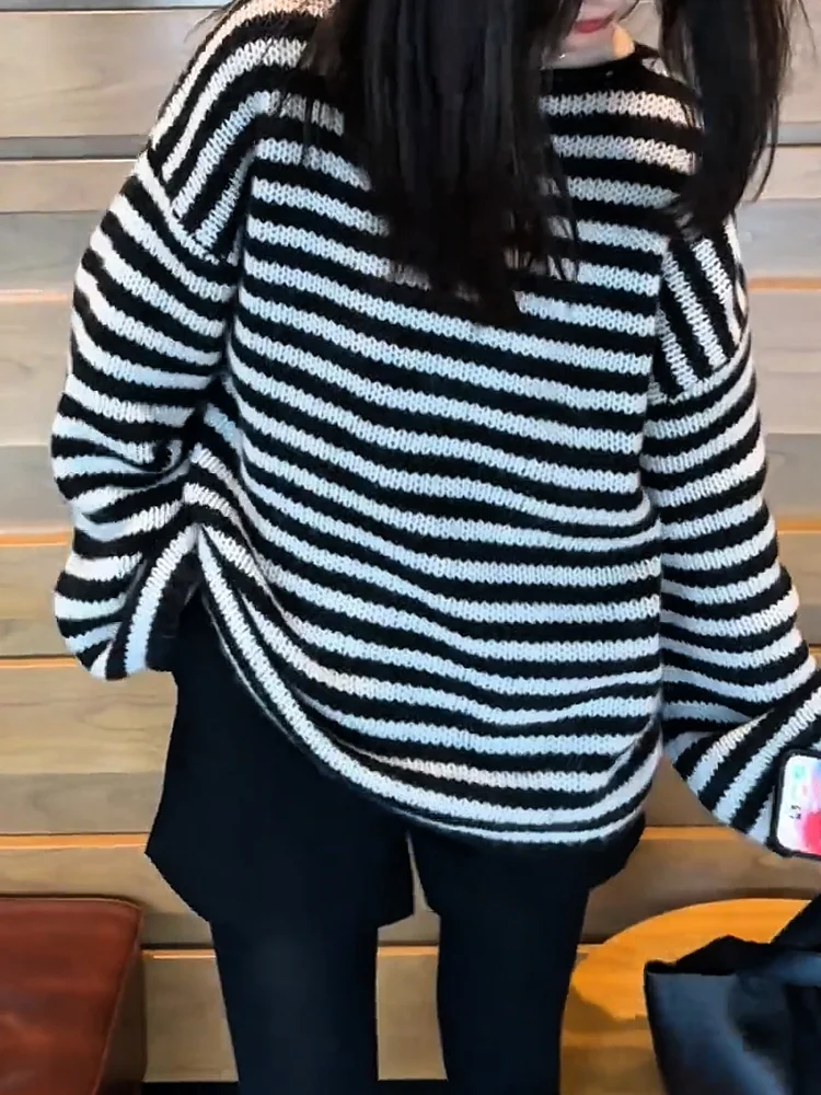 Korean Sle round Ne Knitwear Striped Slimming Top Faionable plus Size Women's Autumn New Arrival Comfortable Commute
Korean Sle round Ne Knitwear Striped Slimming Top Faionable plus Size Women's Autumn New Arrival Comfortable Commute