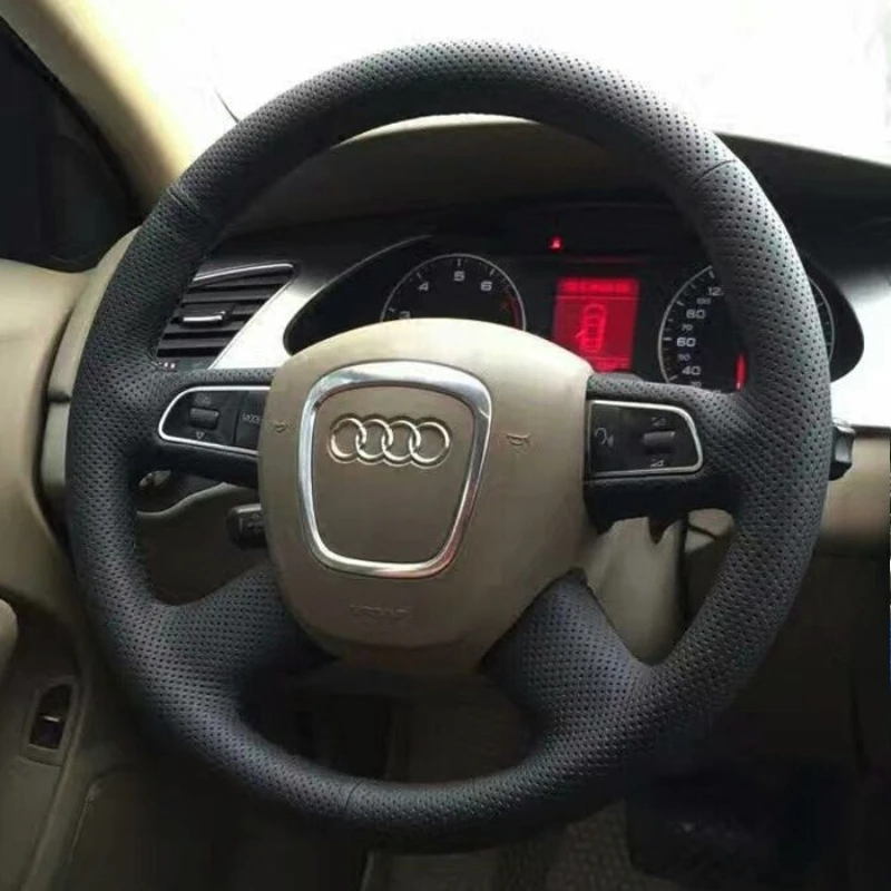 For Audi A3 8P Sportback A4 B8 Avant A5 8T A6 C6 A8 D3 Q5 8R Q7 Hand-Stitched black genuine Leather Car Steering Wheel Cover
For Audi A3 8P Sportback A4 B8 Avant A5 8T A6 C6 A8 D3 Q5 8R Q7 Hand-Stitched black genuine Leather Car Steering Wheel Cover