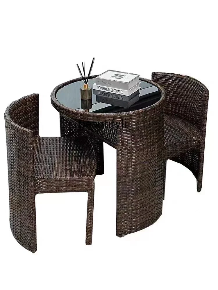 Outdoor tables and chairs Balcony Garden preservative wood small round Outdoor courtyard Leisure with umbrella three-piece
Outdoor tables and chairs Balcony Garden preservative wood small round Outdoor courtyard Leisure with umbrella three-piece