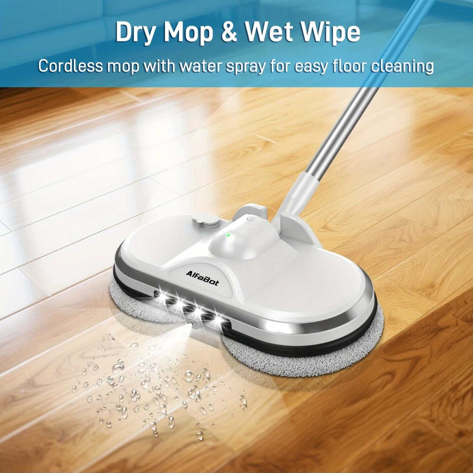 Cordless Electric Spin Mop with LED Headlight & Water Spray System - Powerful Quiet Operation, Wet/Dry Mopping for Hardwood & Tile Floors, Lightweight Rechargeable Floor Cleaner with Water Tank, ABS Construction, Global Voltage 100-240V, Ideal for Kitche
Cordless Electric Spin Mop with LED Headlight & Water Spray System - Powerful Quiet Operation, Wet/Dry Mopping for Hardwood & Tile Floors, Lightweight Rechargeable Floor Cleaner with Water Tank, ABS Construction, Global Voltage 100-240V, Ideal for Kitche