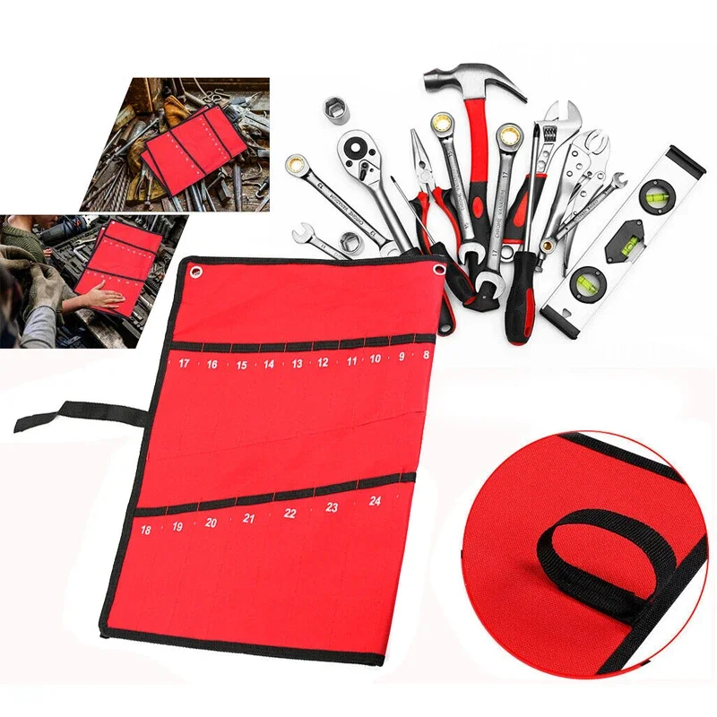 New Hardware Tool Storage Hanging Bag Canvas Wrench Screwdriver Small Hammer Tool Bag Multi-functional Roll Up Organizer Pouch
New Hardware Tool Storage Hanging Bag Canvas Wrench Screwdriver Small Hammer Tool Bag Multi-functional Roll Up Organizer Pouch