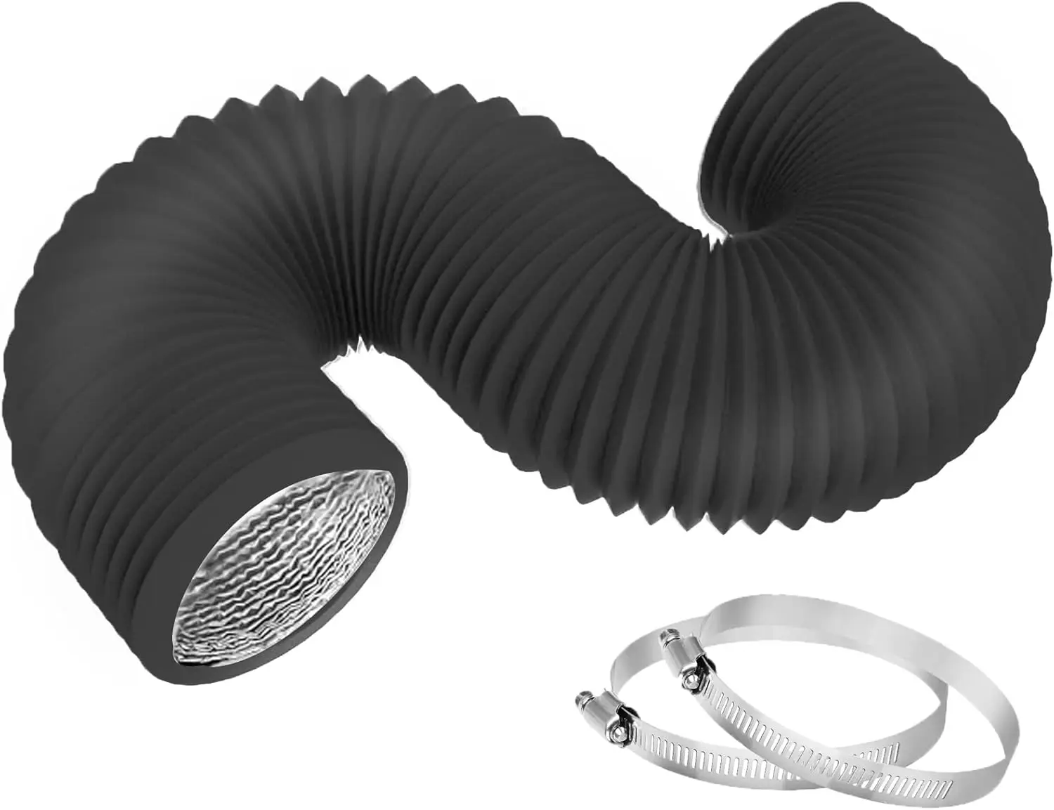 4 Inch 8 Feet Dryer Vent Hose, Flexible Insulated Air Ducting with 2 Clamps for HVAC Ventilation (Black)
4 Inch 8 Feet Dryer Vent Hose, Flexible Insulated Air Ducting with 2 Clamps for HVAC Ventilation (Black)