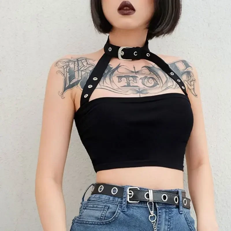 2025 Hot Women Summer Sleeveless Harajuku Short Vest With Necklace Crop Tops Sexy Ladies Halter Camis Top Black Gothic
2025 Hot Women Summer Sleeveless Harajuku Short Vest With Necklace Crop Tops Sexy Ladies Halter Camis Top Black Gothic