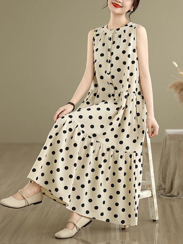 Summer Printed Sleeveless Cotton Lin Loose Vest Dress High Waist Korean Style Commute Casual Wear Large Size Tagless Dress
Summer Printed Sleeveless Cotton Lin Loose Vest Dress High Waist Korean Style Commute Casual Wear Large Size Tagless Dress