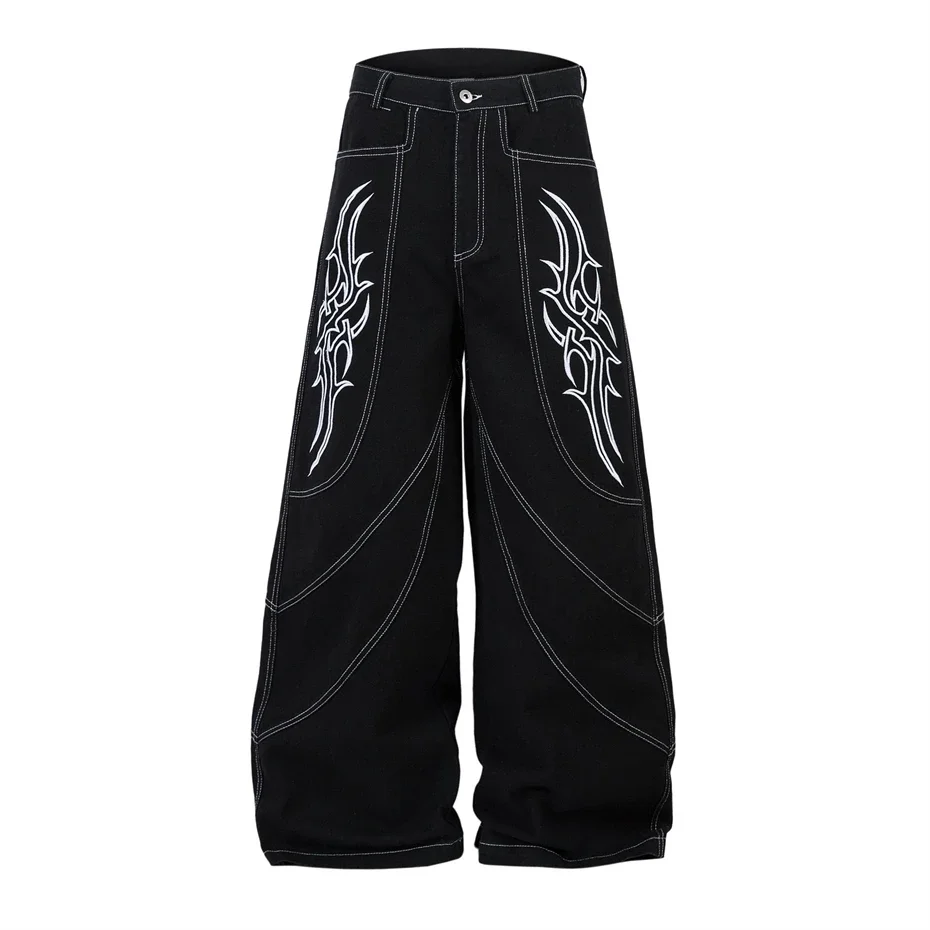 Mens Black Embroidery Jeans Streetwear Punk Vintage Wide-leg Denim Pants Men Spring Harajuku Baggy Hip Hop Cowboy Trousers Male
Mens Black Embroidery Jeans Streetwear Punk Vintage Wide-leg Denim Pants Men Spring Harajuku Baggy Hip Hop Cowboy Trousers Male