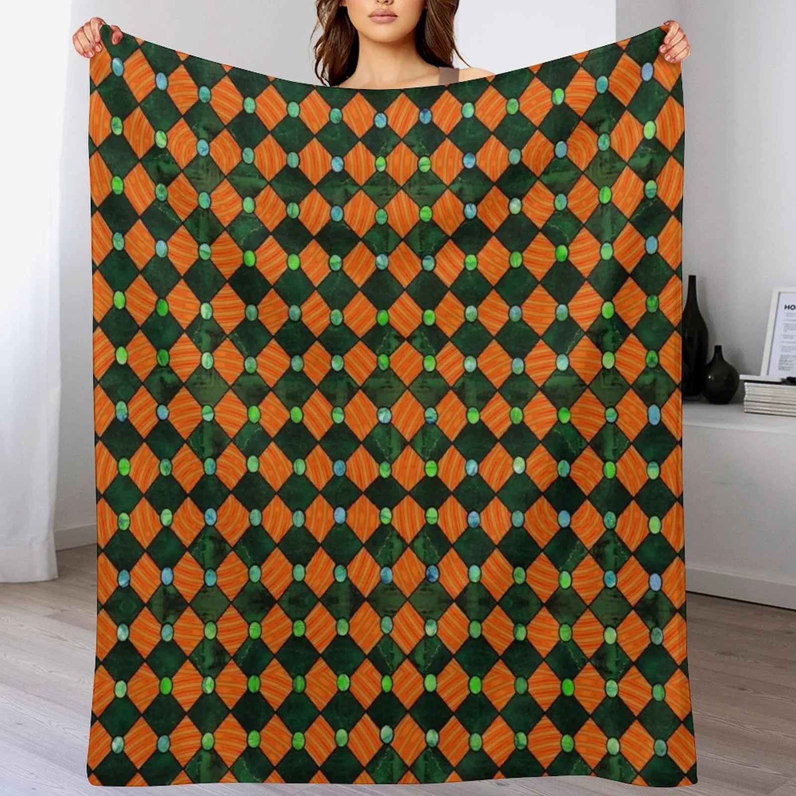 Harlequin in Orange and Green Throw Blanket Decorative Soft Throw Blanket for Couch Sofa
Harlequin in Orange and Green Throw Blanket Decorative Soft Throw Blanket for Couch Sofa