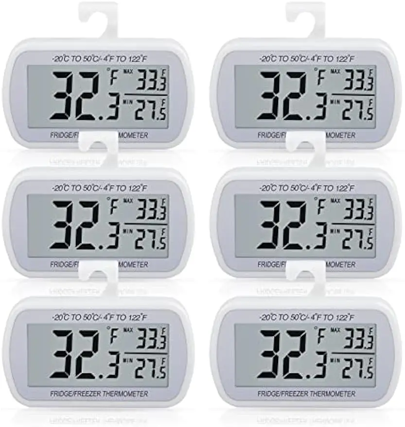 Водонепроницаемый цифровой термометр для холодильника из 6 штук с большим ЖК-дисплеем и магнитной задней панелью для использования в морозильной камере и холодильника
Водонепроницаемый цифровой термометр для холодильника из 6 штук с большим ЖК-дисплеем и магнитной задней панелью для использования в морозильной камере и холодильника