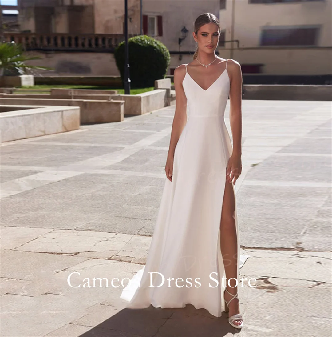 SONDR Customized Spaghetti Straps Ivory A-Line Wedding Dresses Ruched Korea Sleeveless Slit Brides Gowns Women Bridal Dresses
SONDR Customized Spaghetti Straps Ivory A-Line Wedding Dresses Ruched Korea Sleeveless Slit Brides Gowns Women Bridal Dresses