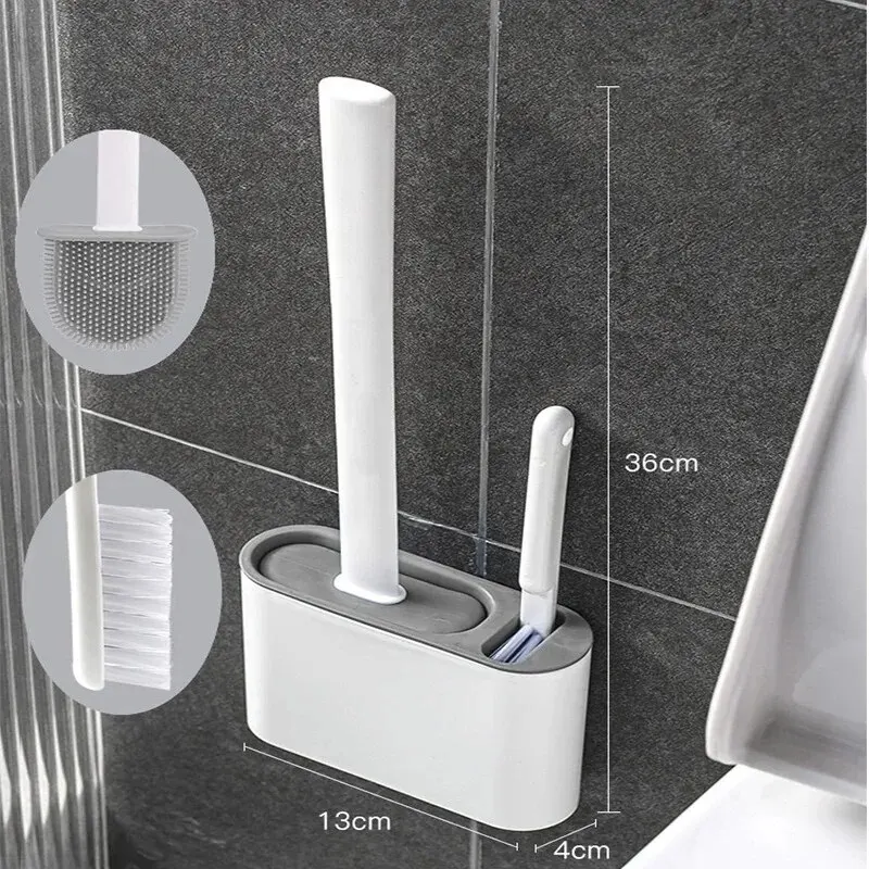 Toilet Holders Silicone Brush with Bracket Wall-mounted TPR Household Artifact Bathroom Daily Cleaning Tool Accessories 1 Set
Toilet Holders Silicone Brush with Bracket Wall-mounted TPR Household Artifact Bathroom Daily Cleaning Tool Accessories 1 Set
